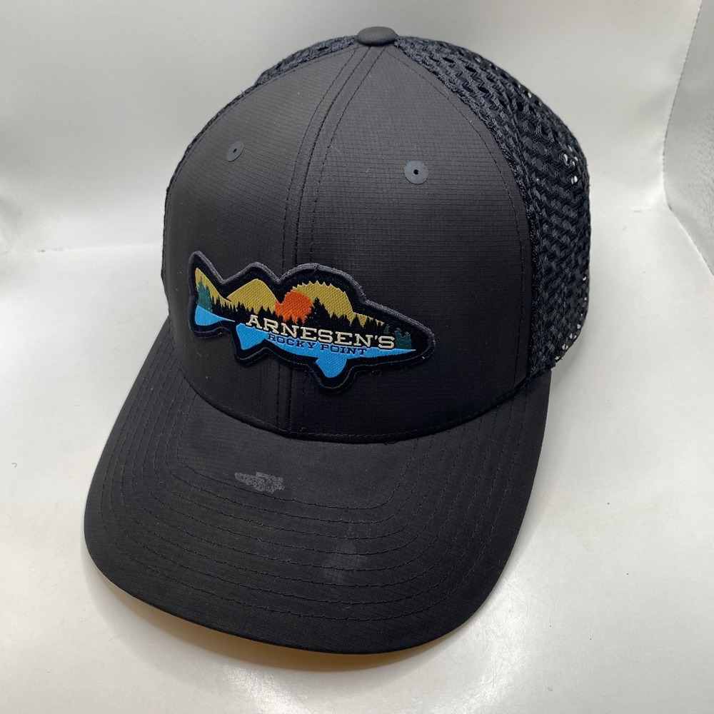 arnesen's rocky point hat Minnesota SnapBack Black Cleaned Lake
